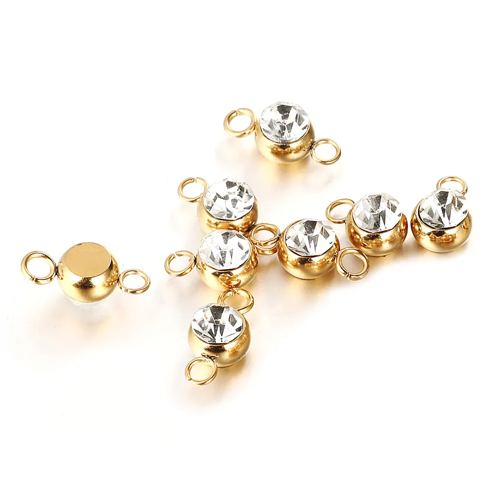 20 шт./лот золотой цвет очаровательыне нержавеющие блестящий Круглый Хрустальные