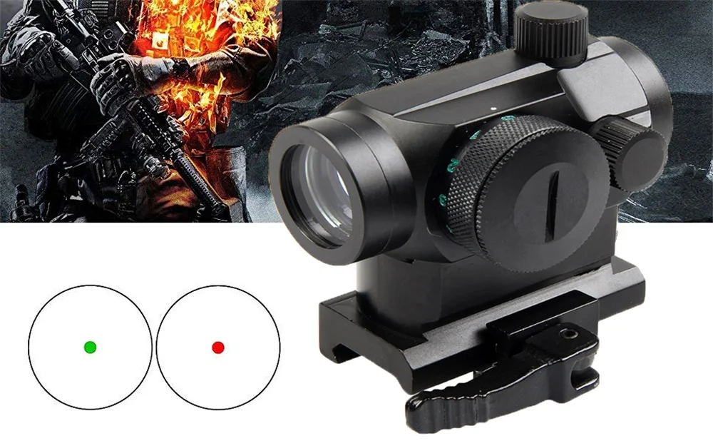 Мини 1X24 Rifescope боковая иллюминация снайперская Красная Зеленая точка зрения с быстросъемным красным точечным креплением для охоты Airgun