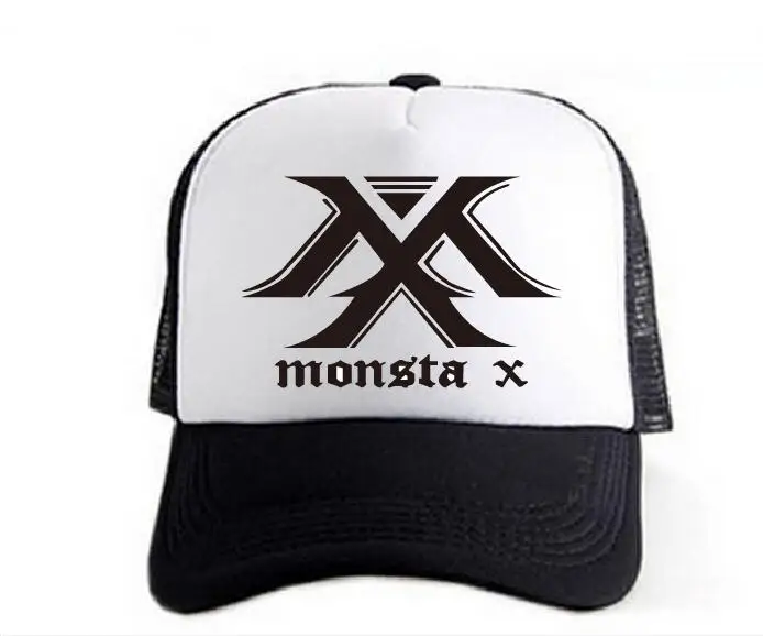 Новинка 2017 кепка kpop MONSTA X летняя дышащая бейсболка черно белая смешанных цветов и