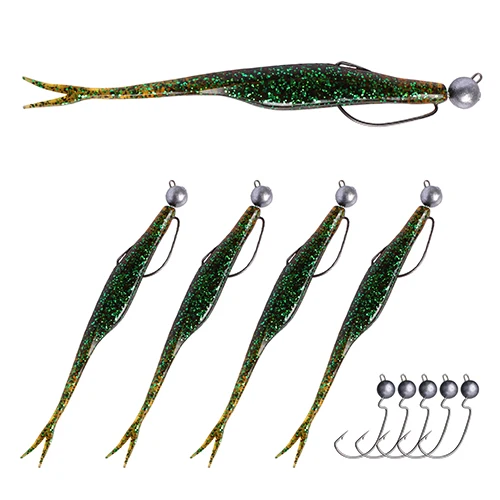 brown Goture Jig Head рыболовные крючки кривошипная не смещенная#1/0, Мягкая наживка ПВХ искусственные приманки для рыбалки в речной/морской воде - Цвет: brown