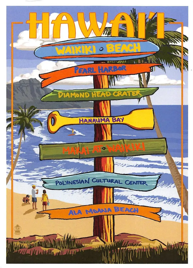 Винтажные рекламные постеры для путешествий из крафт бумаги в стиле Хула и