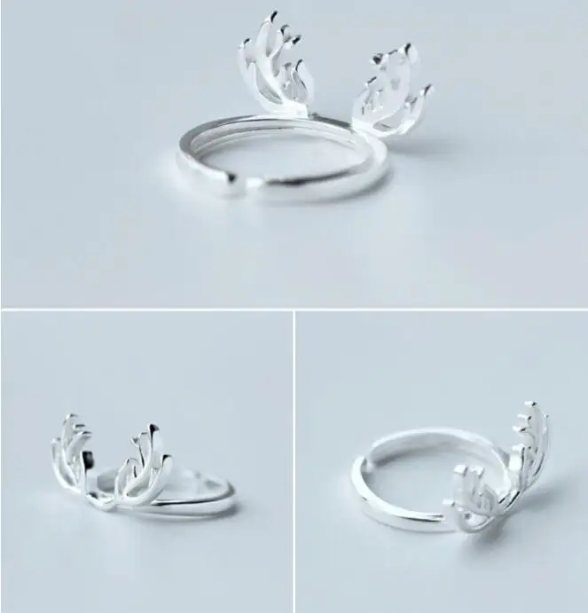 yiustar Silver Animal Antler ring Adjustable Christmas gift rings for women | Украшения и аксессуары