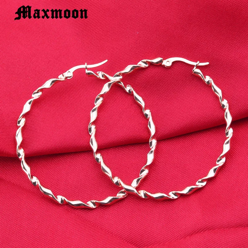 Женские серьги кольца Maxmoon круглые вrincos из нержавеющей стали золотого цвета