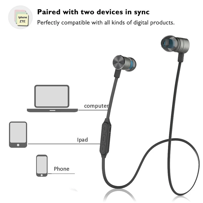 TTLIFE Магнитная bluetooth наушники Спорт Беспроводной гарнитуры с микрофоном бас для