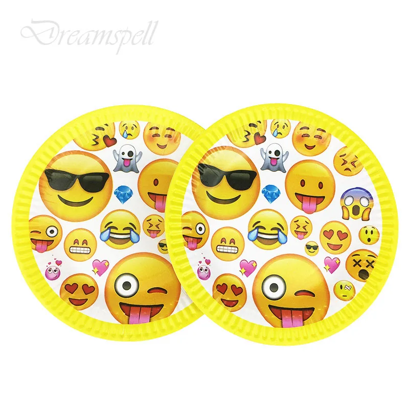 10pcs/lot 7inch cartoon emoji QQ Party Supplies Disposable Paper Plates Kids Birthday Decorations Baby Shower | Дом и сад