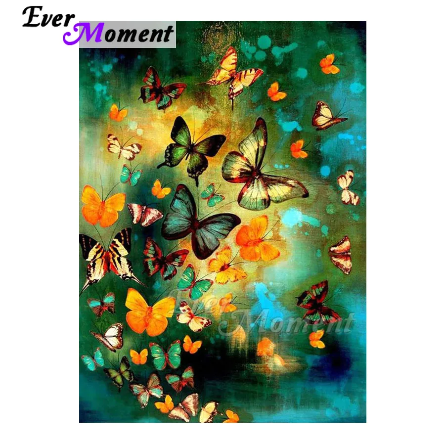 Ever Moment Diamond Painting Green Yellow Butterfly Art Picture Of strass Diamond Embroidery 5D DIY Full Square ASF1661