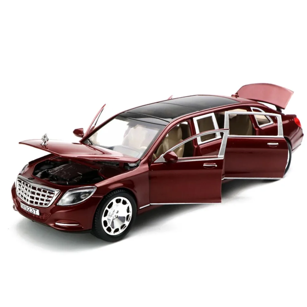Реалистичный изысканный 1/24 Maybach S600 pullman металлический литой под давлением сплав модель Автомобильный светильник и звук вытяжной автомобиль коллекционная игрушка подарок