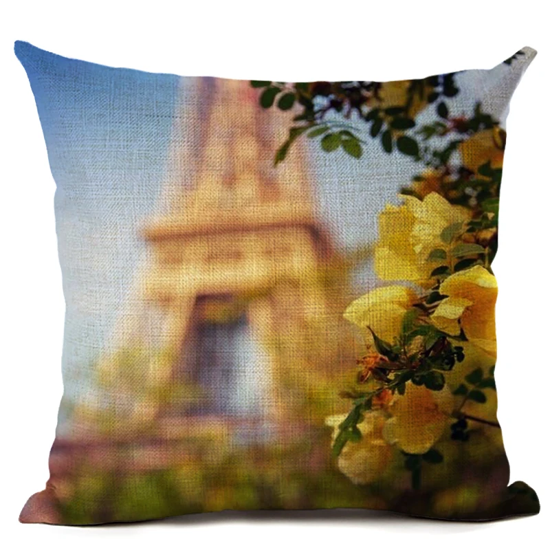 Мода 45*45 см Винтаж Эйфелева башня в Париж Триумфальная арка Творческий Пледы