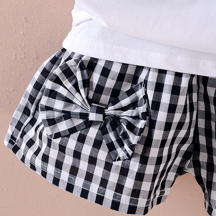 Детский комплект из 2 предметов белая кружевная рубашка и шорты в красную полоску