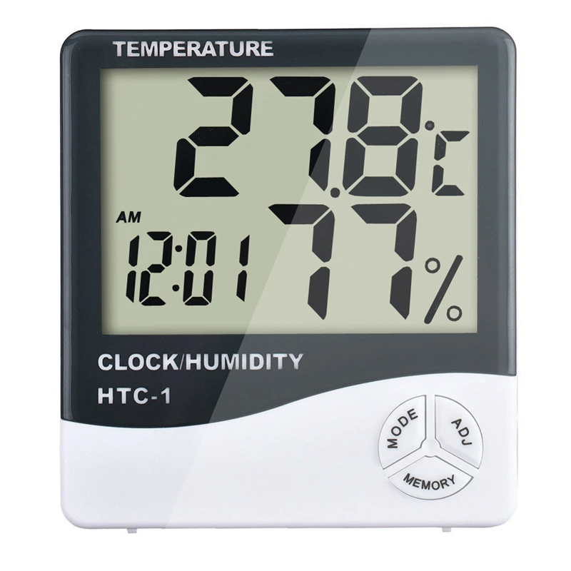 

MOSEKO High accuracy LCD Digital Thermometer Hygrometer Weather Station Indoor Electronic Temperature Humidity Meter Clock HTC-1