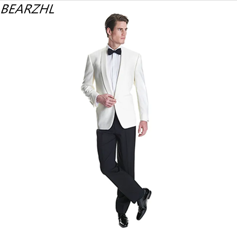 

Men Slim Suits White Tuxedo Groom Wear High Quality 2021 Formal