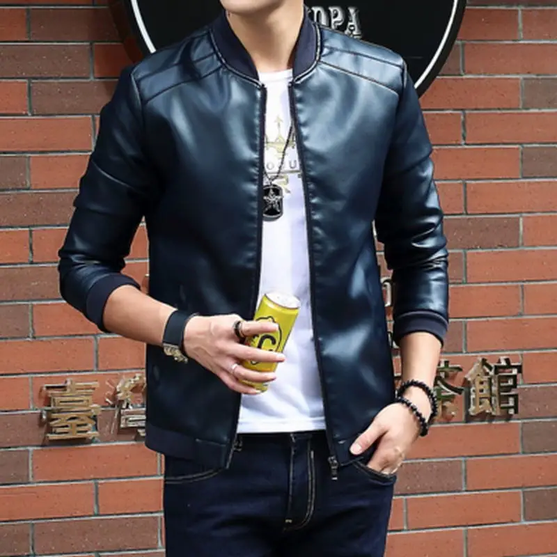 

2019 New Men's Coats Spring & Autumn PU Jacket De Couro Coat Arrival Leather Jackets Men's Jacket Male Outwear Plus Size M-4XL