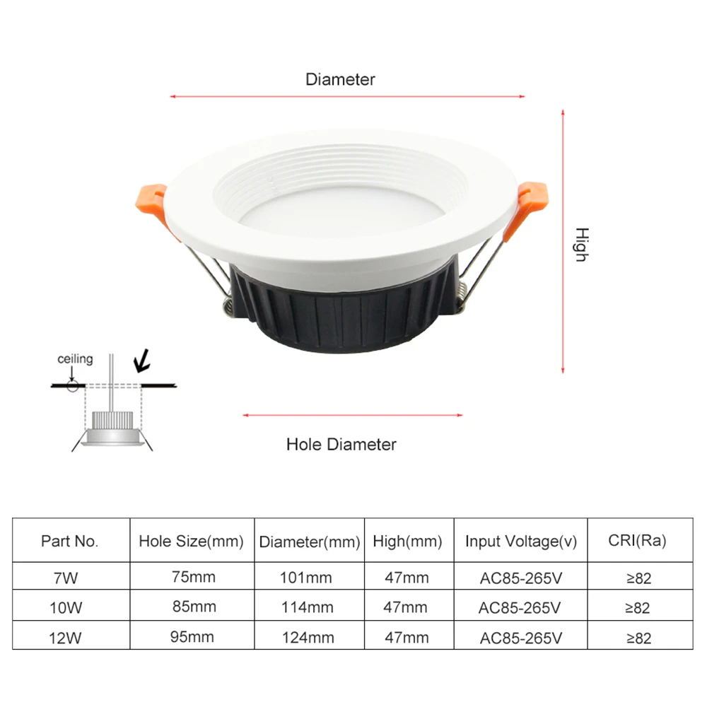 Суперъяркий светодиодный потолочный светильник 5730 SMD с регулируемой яркостью 7
