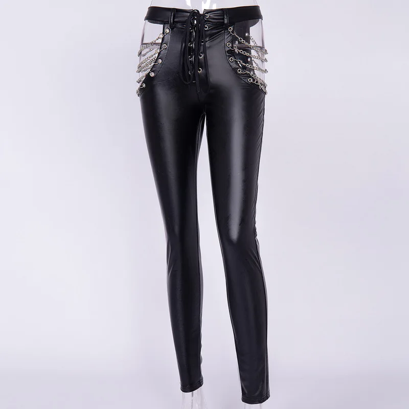 Punk A Dark Pop Style Gothic Leather Trousers Black Pants Girls Gift Halloween Drop Ship |