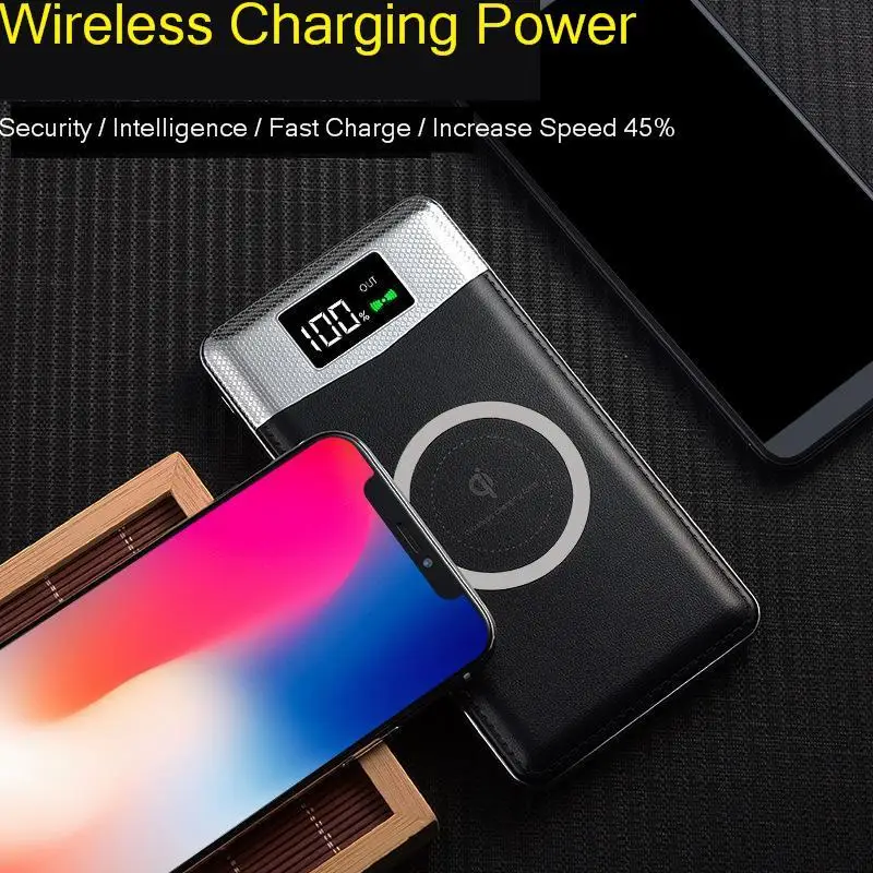 Беспроводное зарядное устройство Vogek 8000 мАч QI внешний аккумулятор для iPhone Samsung с
