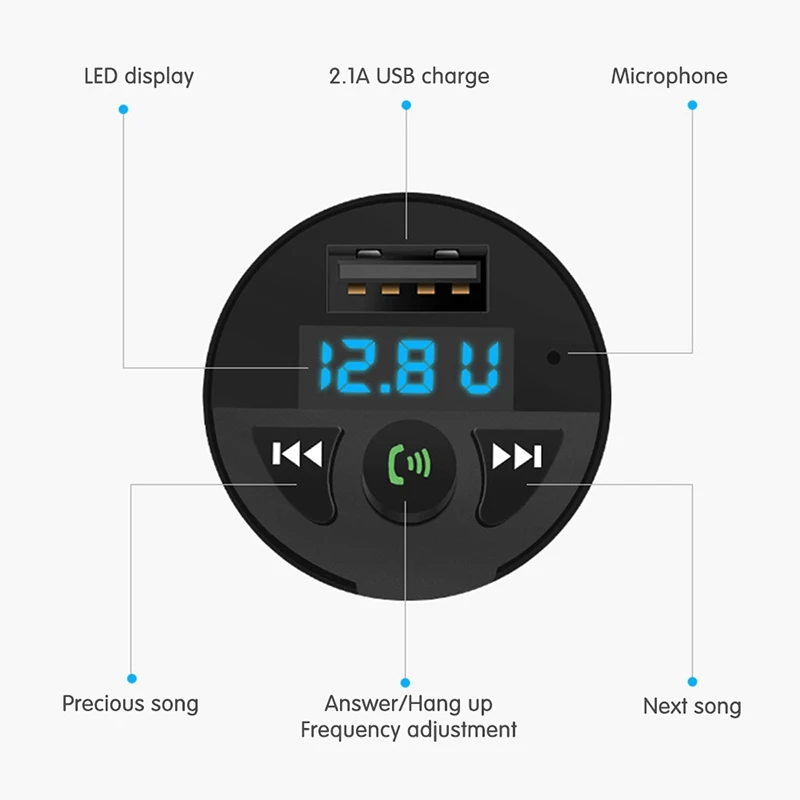 VicTsing FM Transmitter Bluetooth Car Kit MP3 Music Player Wireless Hands-free USB Charger 5V/2.1A | Автомобили и мотоциклы