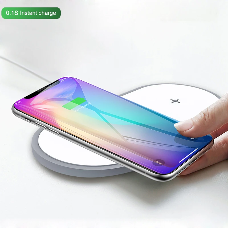 Беспроводное зарядное устройство Qi 10 Вт 2 в 1 для iPhone XS Max XR X Samsung быстрая