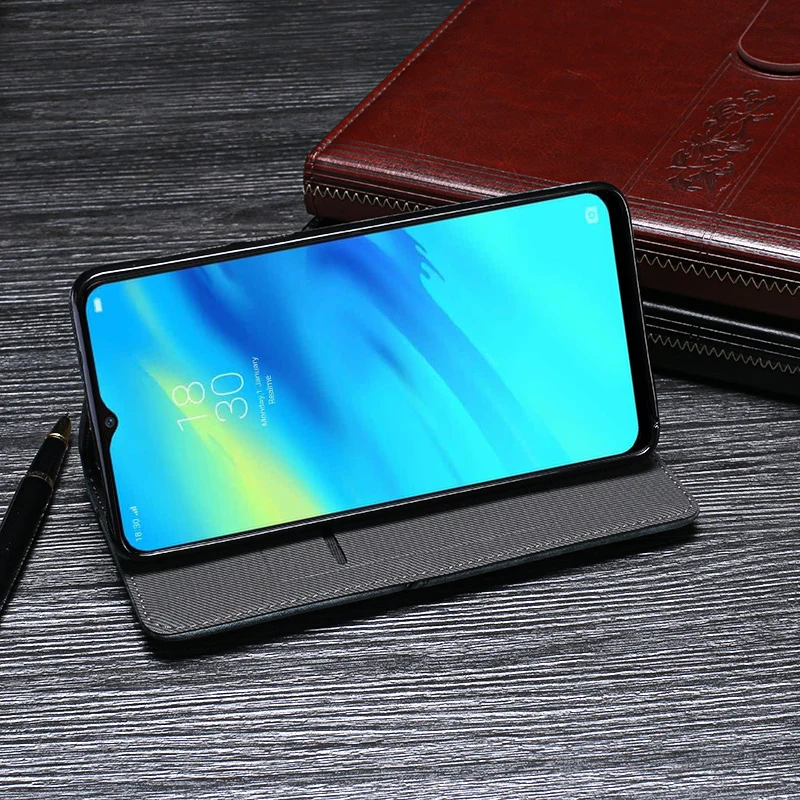 Чехол OPPO Realme 3 Роскошный кожаный флип-чехол для Realme3 защитный чехол телефона Ретро