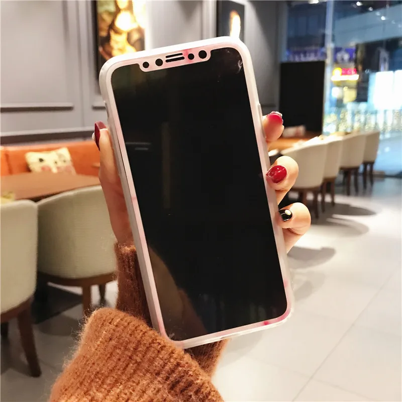 Для iPhone X Чехлы под мрамор+ Закаленное стекло Защитная пленка для экрана для iPhone X 5,8 дюймов Керамический ТПУ чехол гладкий Чехол