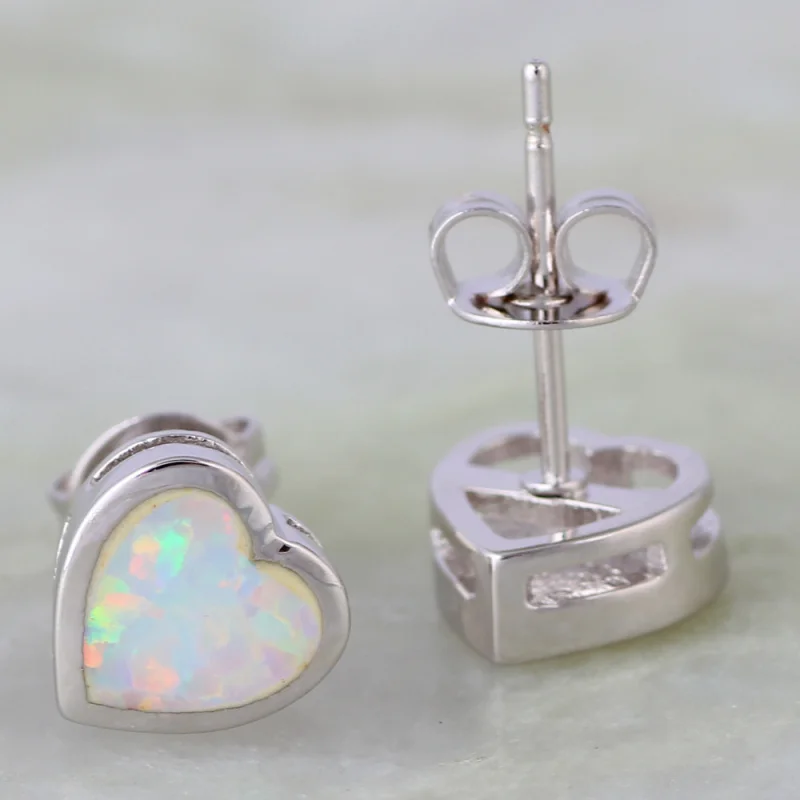 

Ocean Melody Silver Color Overlay White Fire Opal Earrings Stud Earrings For Woman Fashion Jewelry E397