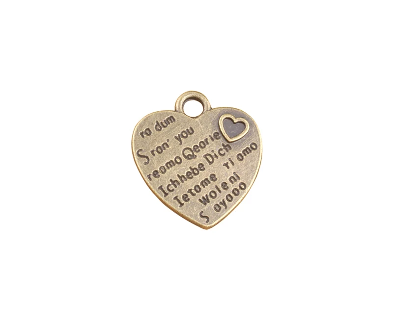 

20PCS Antiqued Bronze Word Heart Charms #91336