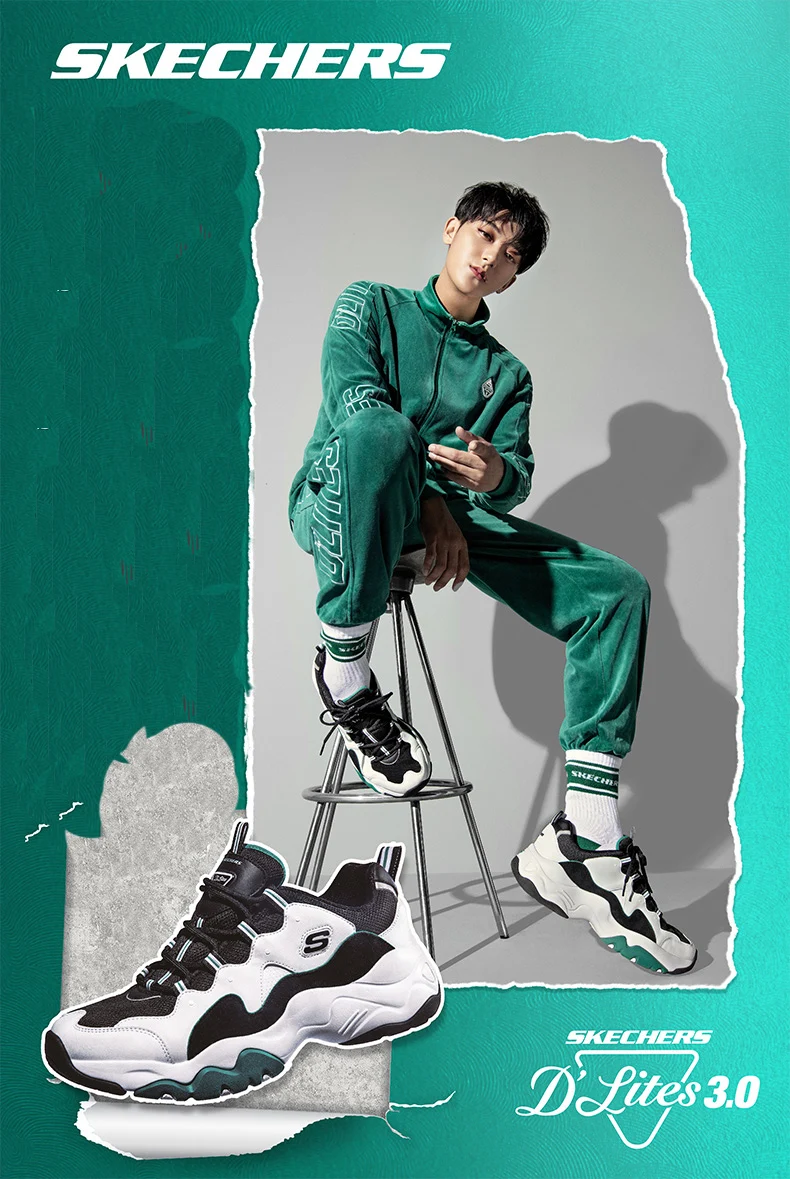 Skechers D'lites/Новое поступление; Повседневная обувь; женская обувь на платформе и высоком каблуке; белые и Зеленые кроссовки; 12955-WGRN