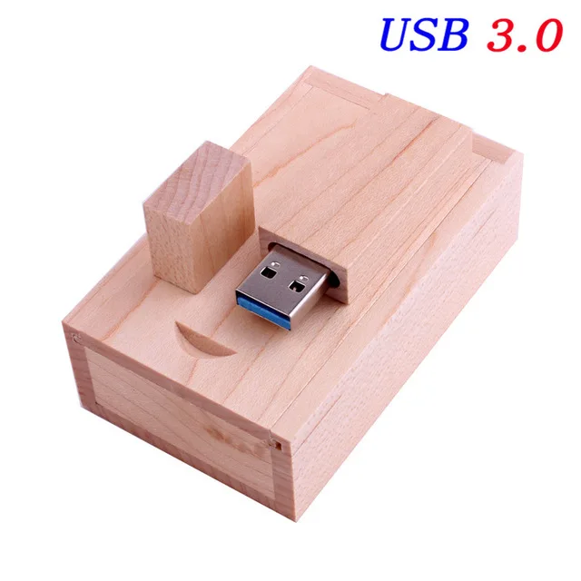 JASTER USB 3,0 фотография логотип клиента деревянный usb+ Подарочная коробка usb флеш-накопитель деревянная Флешка 8 ГБ 16 ГБ 32 ГБ 64 Гб свадебные подарки - Цвет: Maple wood