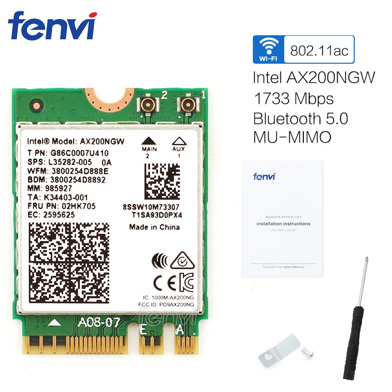 Двухдиапазонная 2,4 Гбит/с 802.11ax Intel Wi-Fi 6 AX200 Bluetooth 5,0 Wifi карта 2,4 г/5 ГГц MU-MIMO AX200NGW Wlan с антенным адаптером