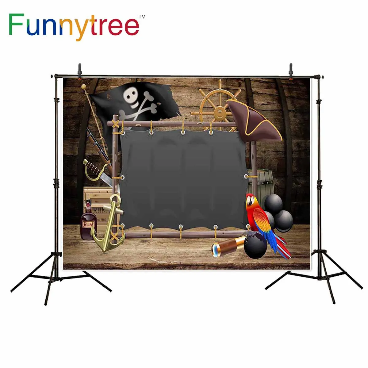 Фоны для фотосъемки Funnytree пиратский парусный попугай на день рождения деревянный