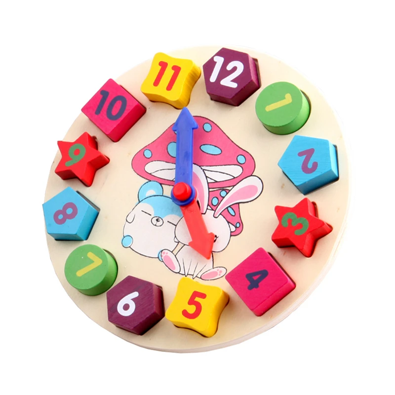 Детские игрушки деревянные модели кролика цифровые часы головоломки Монтессори