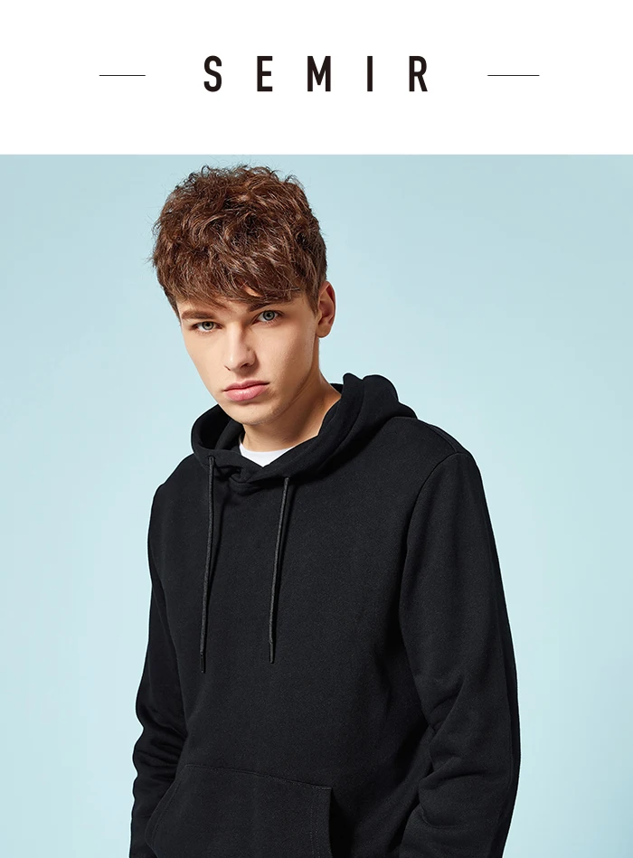 SEMIR теплая толстовка с капюшоном для мужчин, пуловер с капюшоном, Спортивная толстовка с карманом-кенгуру и капюшоном на завязках для осени