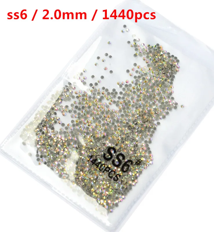 glue AB ss6 1440pcs 2019Newest~ 1440 шт./пакет ss3-ss8 Кристаллы Дизайн ногтей Стразы Украшения Стекло камни чистое Золотое Б ез исправлений стразы - Цвет: glue AB ss6 1440pcs
