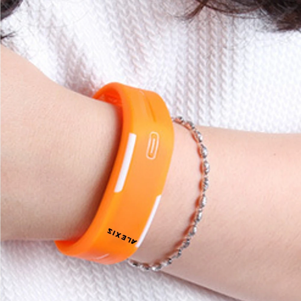 ALEXIS Смарт светодиодные часы Прямоугольные оранжевые силиконовый оранжевый цвет