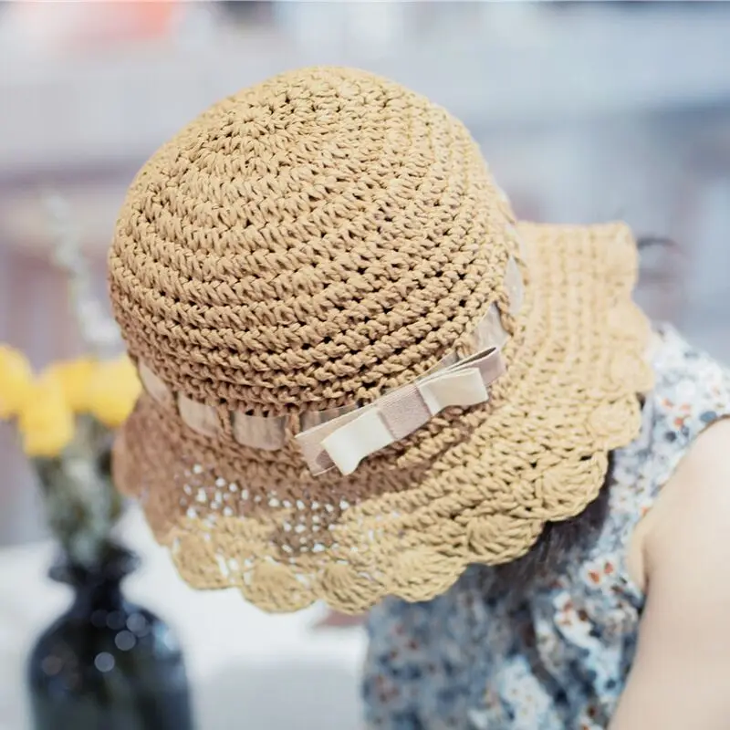 MAERSHEI, летние шапки для детей, для девочек, Chapeau Femme, пляжная шляпа, подарок на день детей, рафия ручной работы, вязаная крючком, мягкая соломенная шляпа от солнца