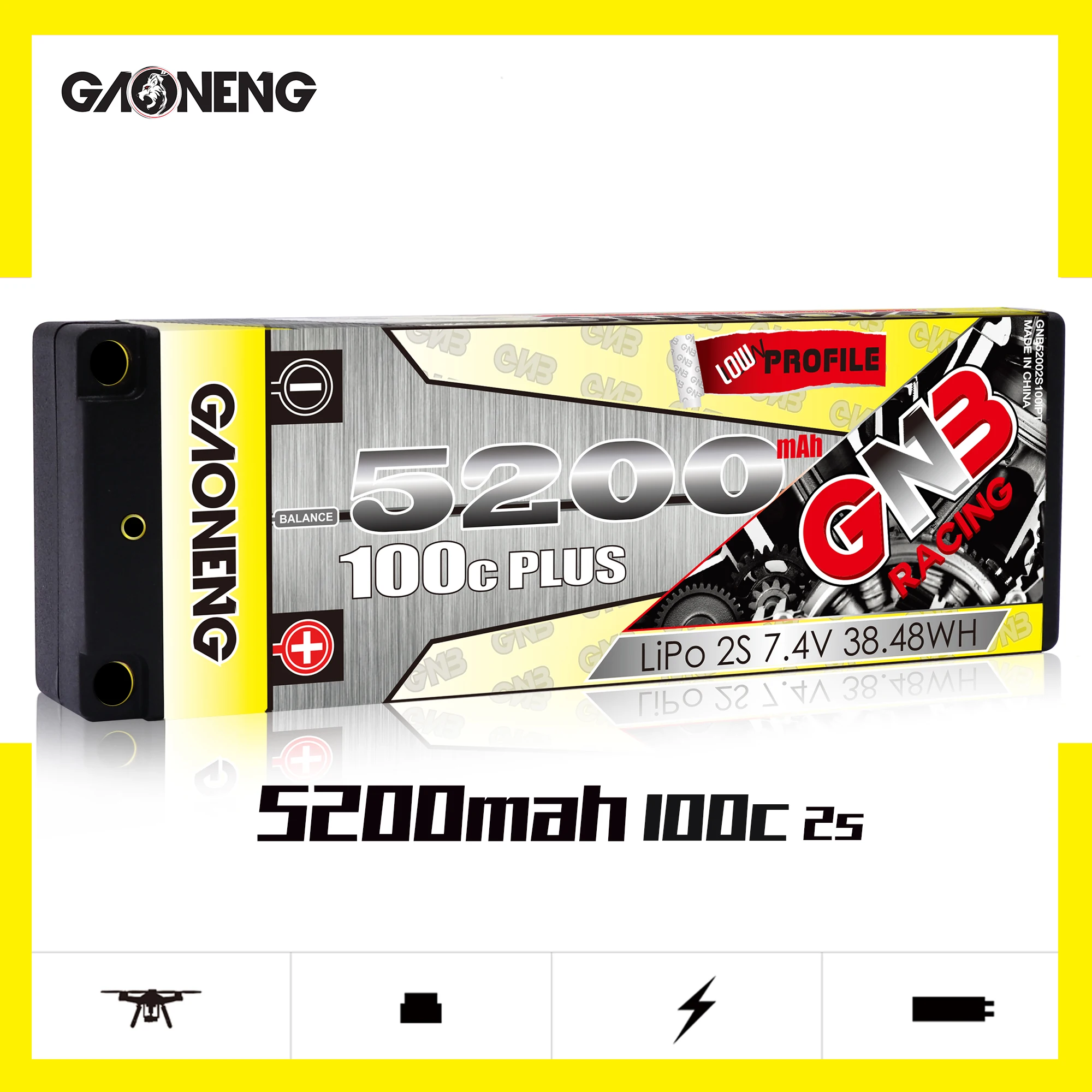 Gaoneng GNB 2S 7.4V 5200mAh 100C XT60 T Plug Lipo Battery for RC HPI HSP Traxxas 1/8 1/10 Buggy Car Truck no Wire | Игрушки и хобби