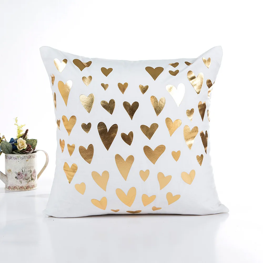 Hot Sale Gold Foil Printing Nonwoven Pillow Case Polyester Sofa Waist Throw Cushion Cover Fronha De Travesseiro Home Decor@T20 | Дом и сад