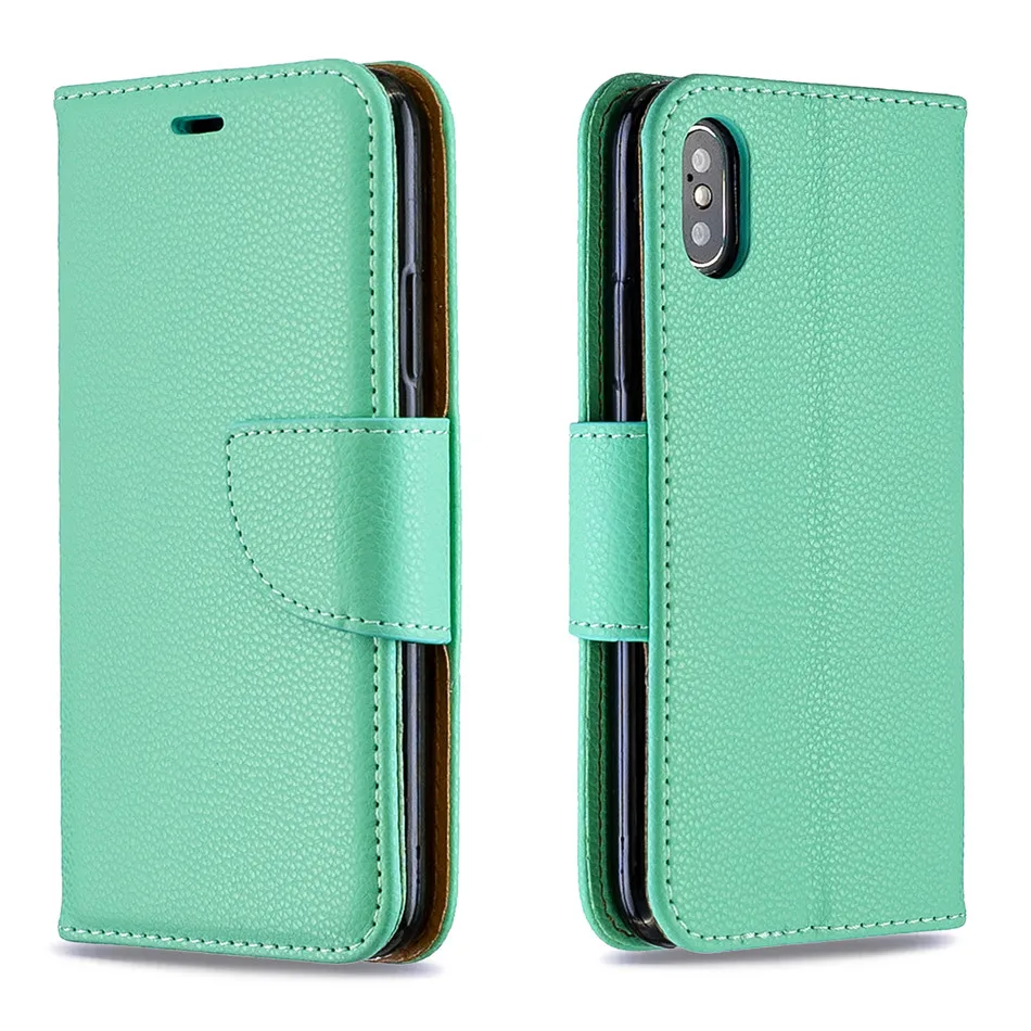 Роскошный деловой простой цветной чехол для iphone 11Pro X Xs Max Xr, чехол-кошелек с личи для телефона iphone 8, 7, 6, 6S Plus, бренд D07Z