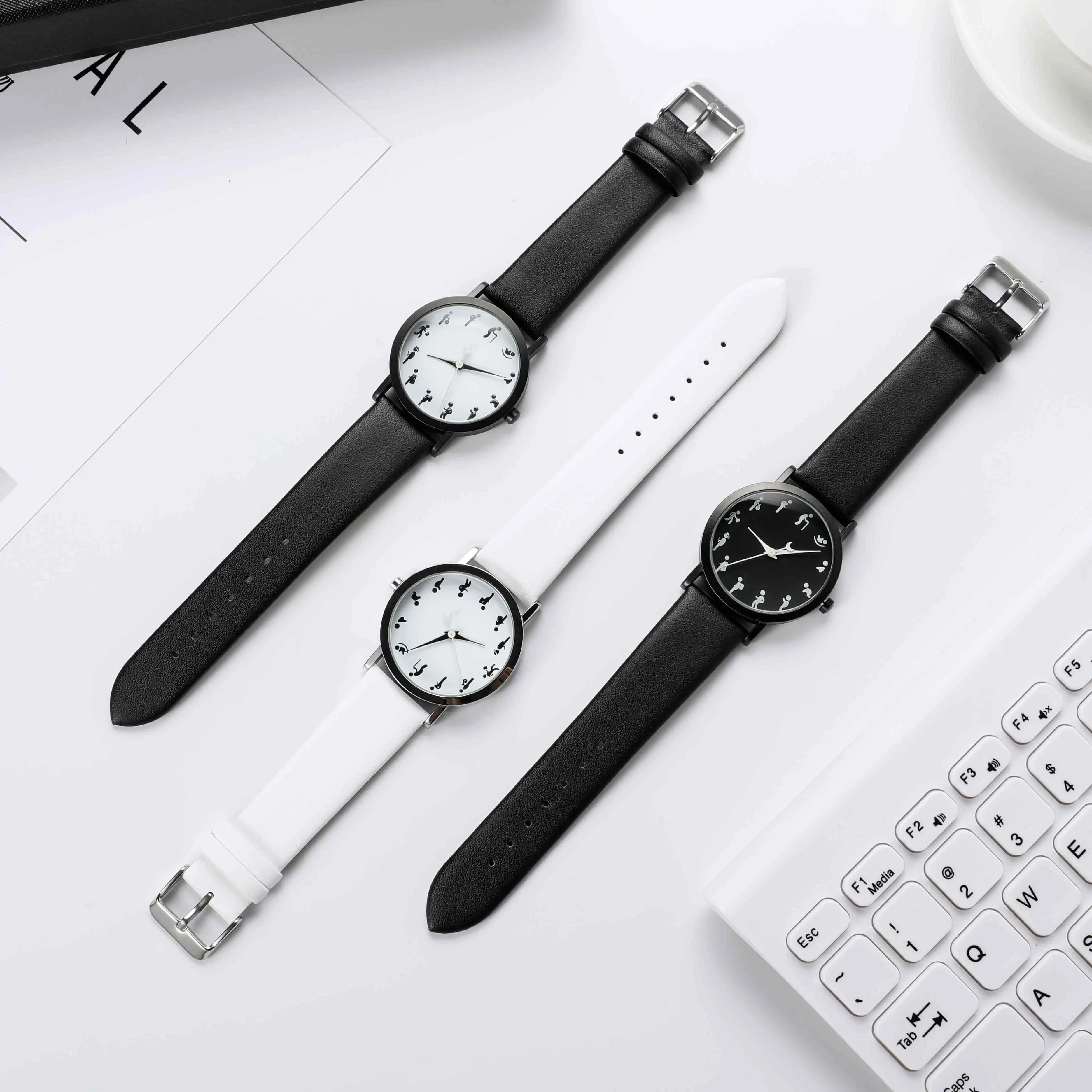 Кварцевые женские повседневные часы черного и белого цвета модные кожаные