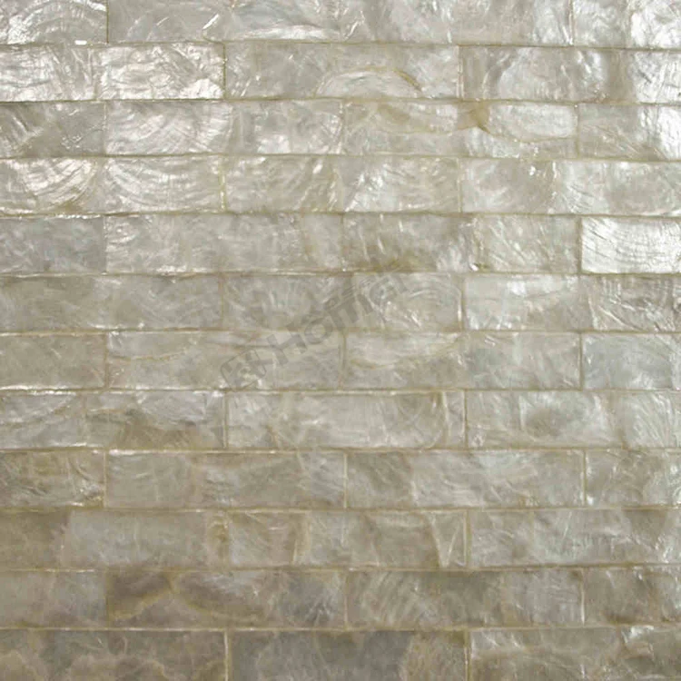 Белый capiz Плитки кирпича с фатиновой юбкой и рисунком для декора стен кухня | Наклейки на стену -1570637781