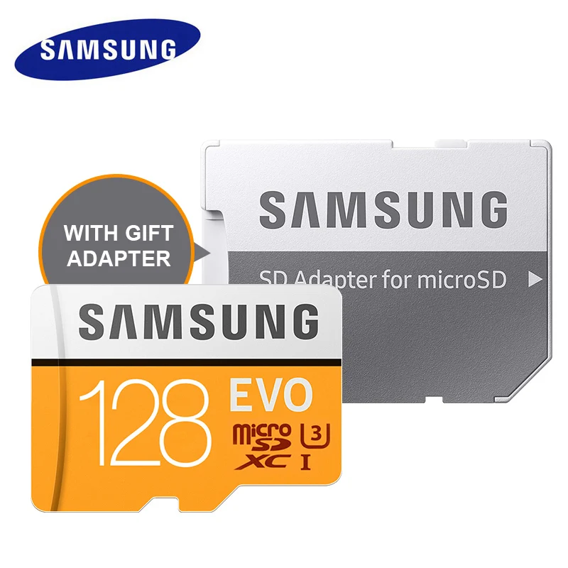 128GB Yellow SAMSUNG 32 GB Micro SD EVO Plus 64 GB карта памяти Class 10 128 GB micro SDXC U3 UHS-I 256 GB TF карты 4 K HD для смартфонов Tablet - Емкость: 128GB Yellow