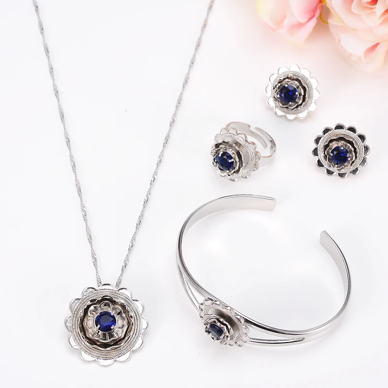 Серебряный Эфиопский ювелирный набор Эритрея хабеша ожерелье браслет серьги