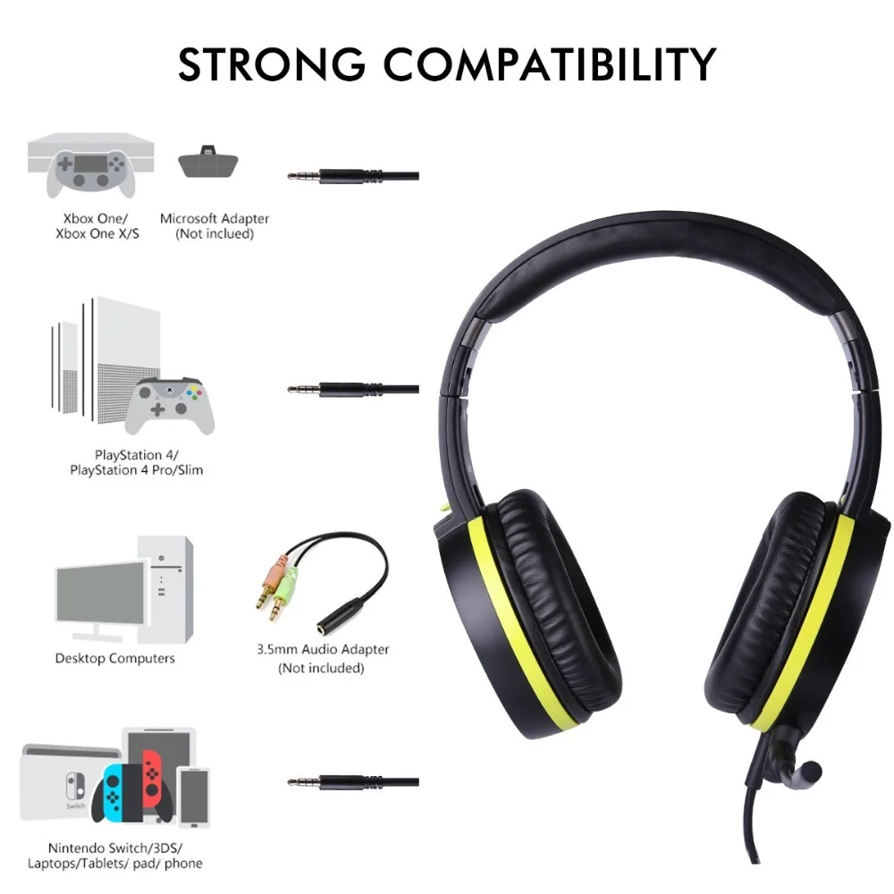 SOMIC G801 PS4 Игровые наушники Heaset для Xbox One Складные стерео наушники со съемным микрофоном 3,5 мм разъем для ноутбука телефона