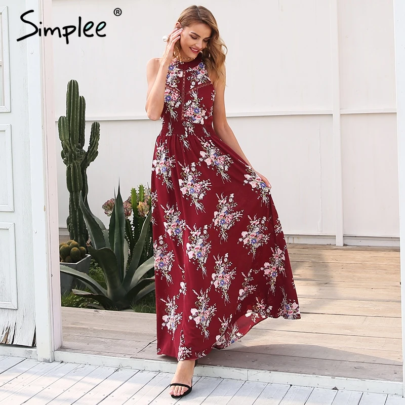 Женское летнее платье с открытой спиной Simplee элегантное макси без рукавов