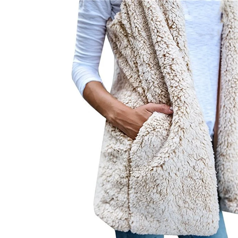 Меховой жилет женский без рукавов Modis кашемировый овчина пальто карманное зимнее