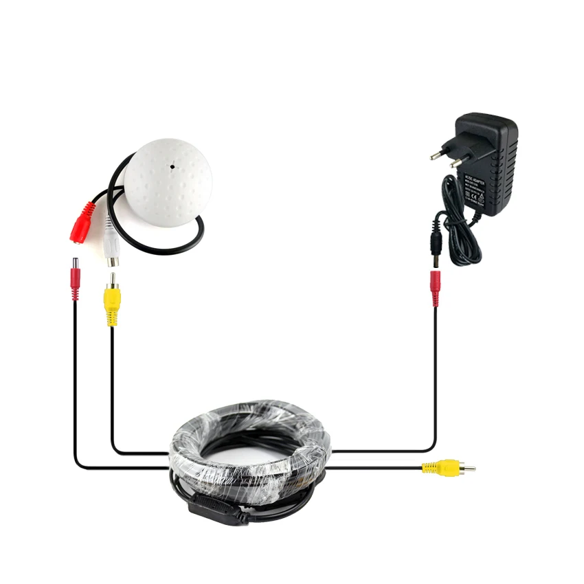 

DC 6-12V CCTV High Sensitive Wide Range Microphone Security Camera RCA Audio Mic DC Power 5m Cable For CCTV Cameras DVR System