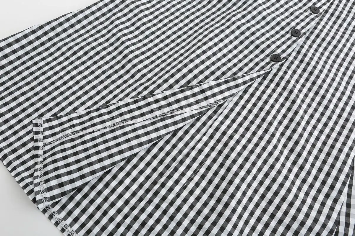Женская летняя длинная юбка макси в черно-белую клетку хлопковая трапециевидная