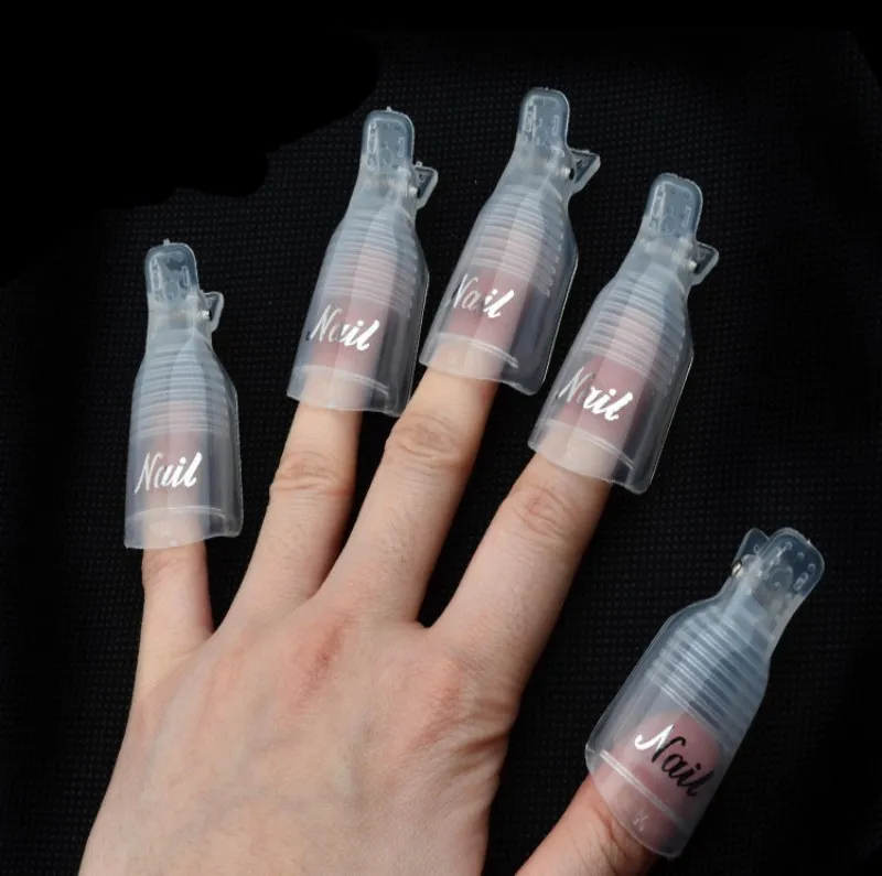Clear-10Pcs 10 шт./партия Гель-лак для ногтей удалитель замачивания крышки клип розовый фиолетовый УФ Гель-лак обертывание инструмент жидкость для удаления лака - Цвет: Clear-10Pcs