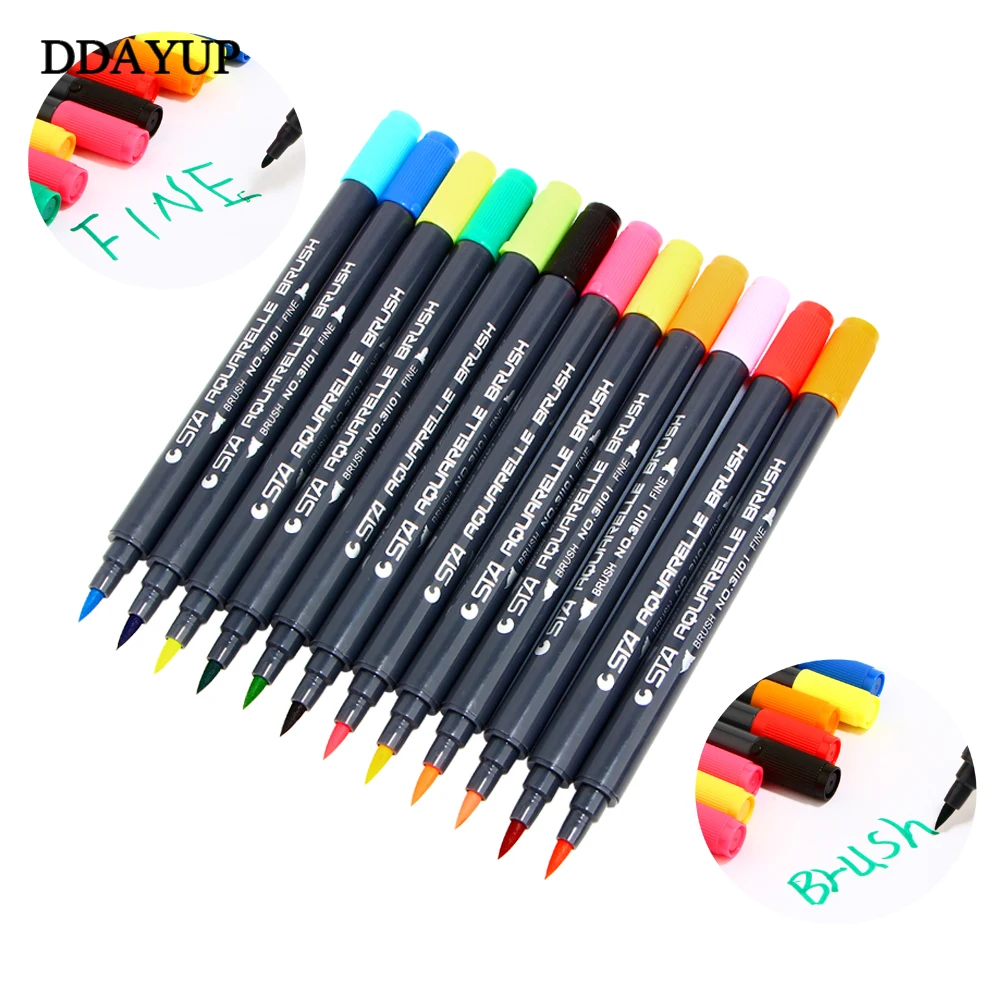 

12/24/36/48/80 Water-soluble Color Marker Pen Non-toxic Graffiti Soft Head Brush Pen Stationery Writing Supplies For Kids