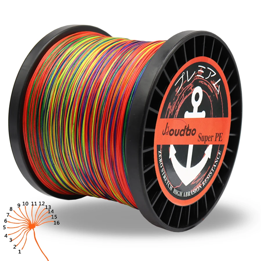 

16 Strands PE Braid 300M/500M/1000M/1500M Braided Fishing Line Multicolor Super Power Japan Multifilament Salt/Freshwater Wire