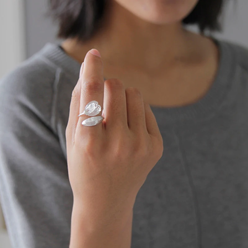 Lotus Fun реальные 925 пробы серебро Природный кристалл ручной работы Fine Jewelry ландыш цветок комплект ювелирных изделий для Для женщин